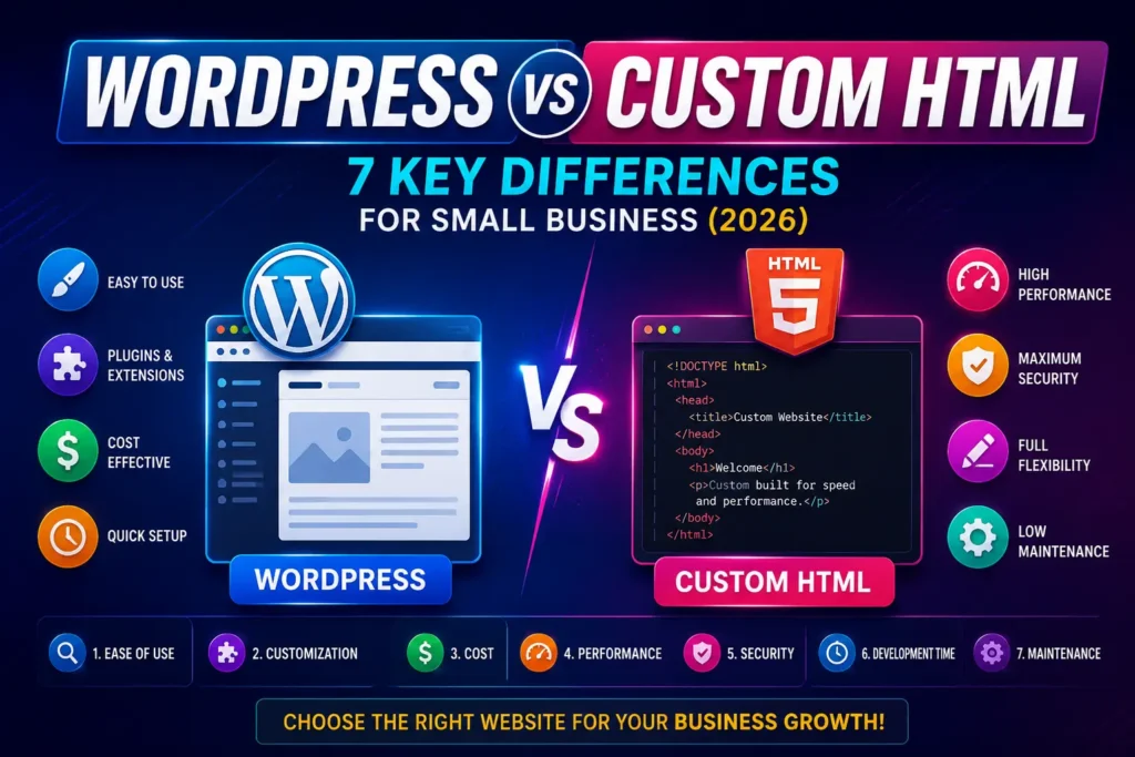 WordPress vs Custom HTML Website: 7 Key Differences for Small Business (2026)